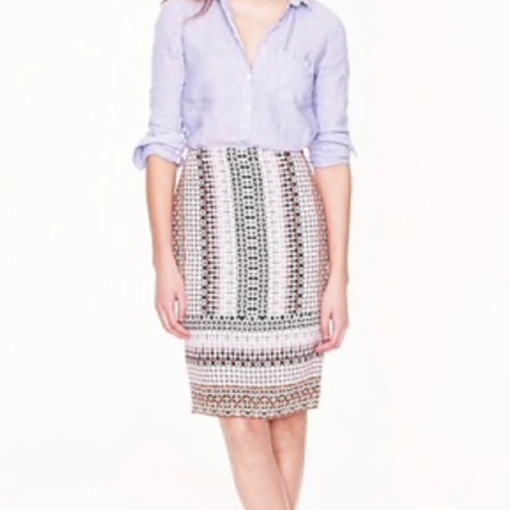 J.Crew Drapey Pencil Skirt Geometric Print Sz 4